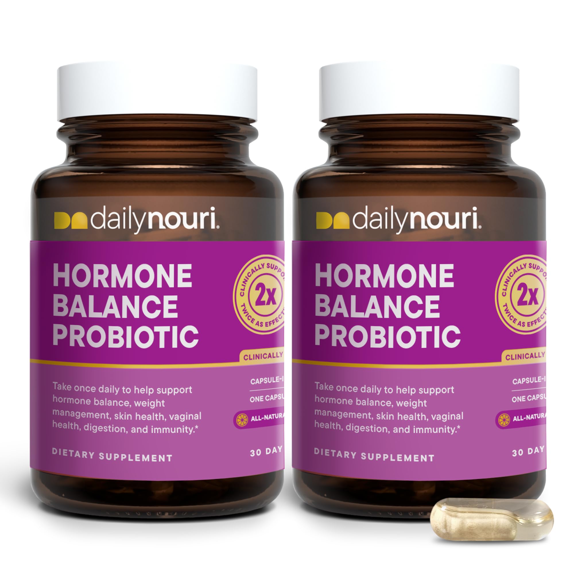 DAILYNOURI Hormone Balance Probiotic for Women | Supports Healthy Estrogen, PMS, PCOS, Perimenopause, Vaginal pH, Yeast, Gut Health, Skin & Immunity | 7 Strains + Vegan Omega Oil | 30-Day Supply