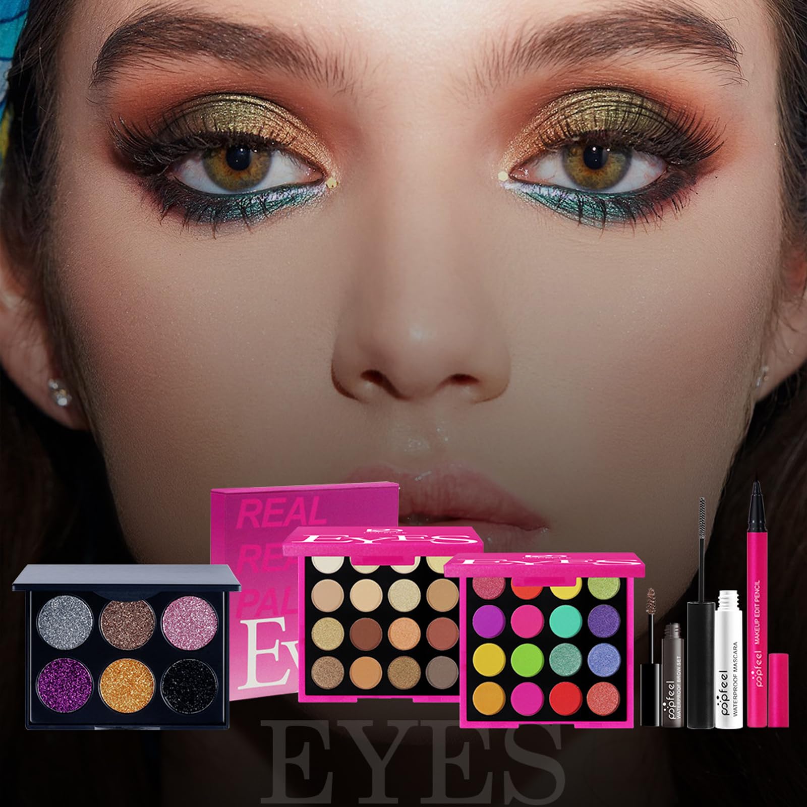 Set Trucco, Portatile Kit Trucco Viaggio con Ombretti, Correttore, Rossetto, Mascara, Eyeliner e Pennelli Makeup per Occhi, Viso e Labbra, Set Regalo per Donne e Ragazze Principianti#3