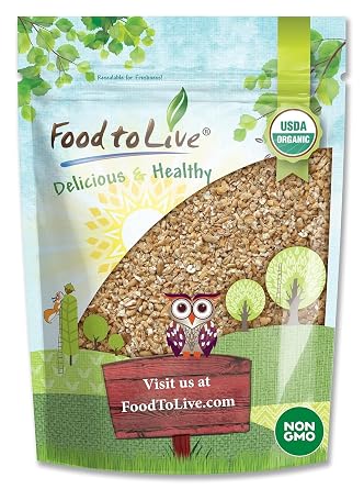 Food to Live - Organic Cracked Wheat Berries, 8 Ounces Non-GMO. Cleaned, Crushed & Sifted Hard Red Winter Groats. Raw, Vegan, Kosher.