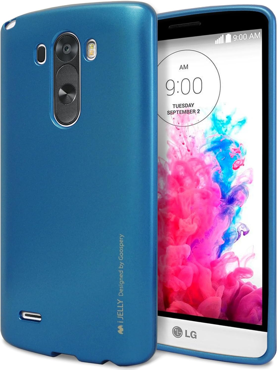 LG G3 Case, [Ultra Slim Fit] Goospery i-Jelly Case [Metallic Finish] Premium TPU Case Cover [Anti-Yellowing / Discoloring Finish] for LG G3 - Metallic Blue