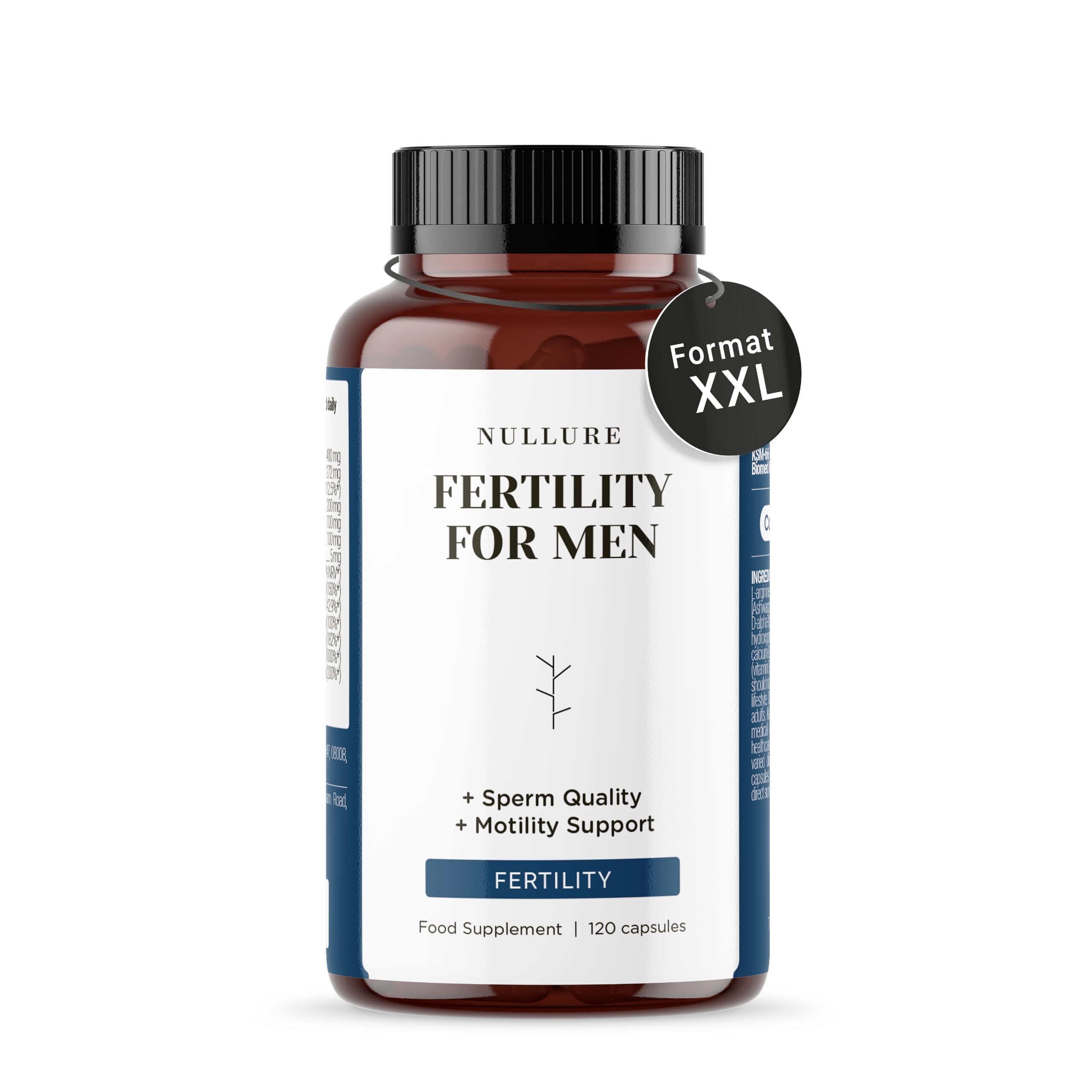 Formule Fertilité Homme | Nullure | 120 gélules (2 mois) | Testé par tiers | Nombre & Motilité des Spermatozoïdes | L-carnitine + CoQ10 + L-arginine + Zinc | Sans additifs & Vegan | Fabriqué dans l'UE