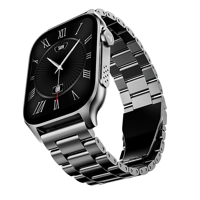 boAt New Launch Ultima Ember Smartwatch w/ 1.96” (4.97 cm) AMOLED Display, Personalized Fitness Nudges, Functional Crown, 100+ Sports Modes, Custom Watch Faces (Steel Black)