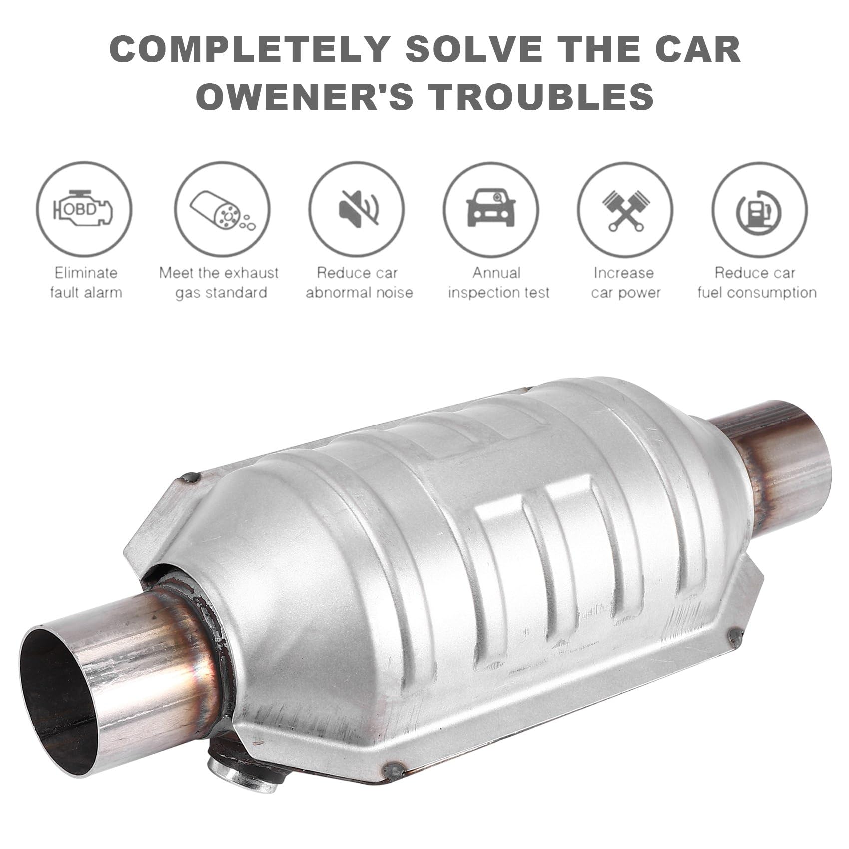 Convertidor CatalíTico Universal de Entrada/Salida, con Puerto O2 y TéRmico 53004 Convertidor CatalíTico de Acero Inoxidable para AutomóVil