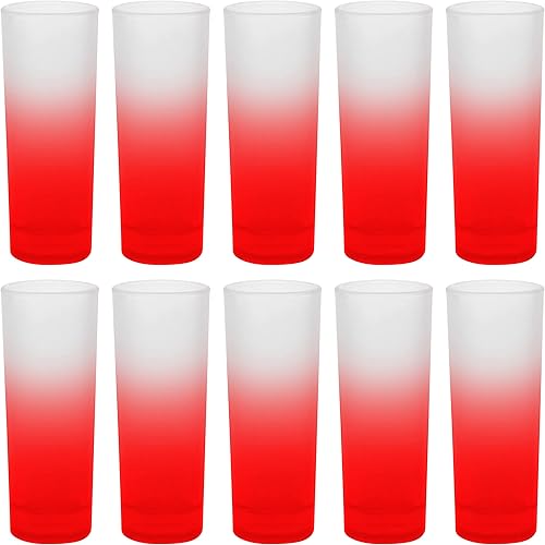 DISCOUNT PROMOS Vasos de chupito altos de colores y esmerilados de 2 onzas, juego de 12, paquete a granel, ideal para bodas, cumpleaños, fiestas,