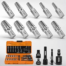 XEWEA 15PCS Bolt Screw Extractor Set, Long Slim CR-MO Multi Spline Easy Out