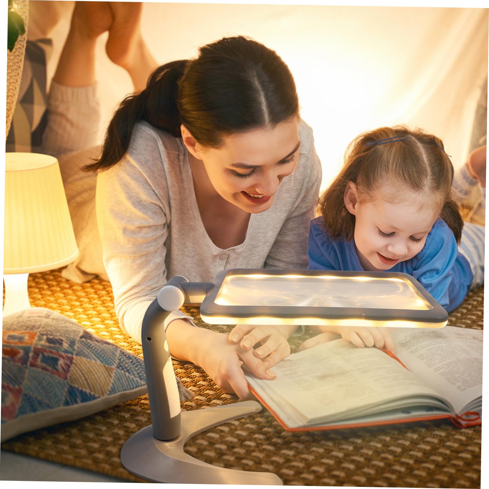 Beaupretty Lupa de Lectura de Sobremesa con 48 Luces Led, Aumento 2.5X, Ligera Soporte para Dibujo y Manualidades, Adecuado para Personas Mayores