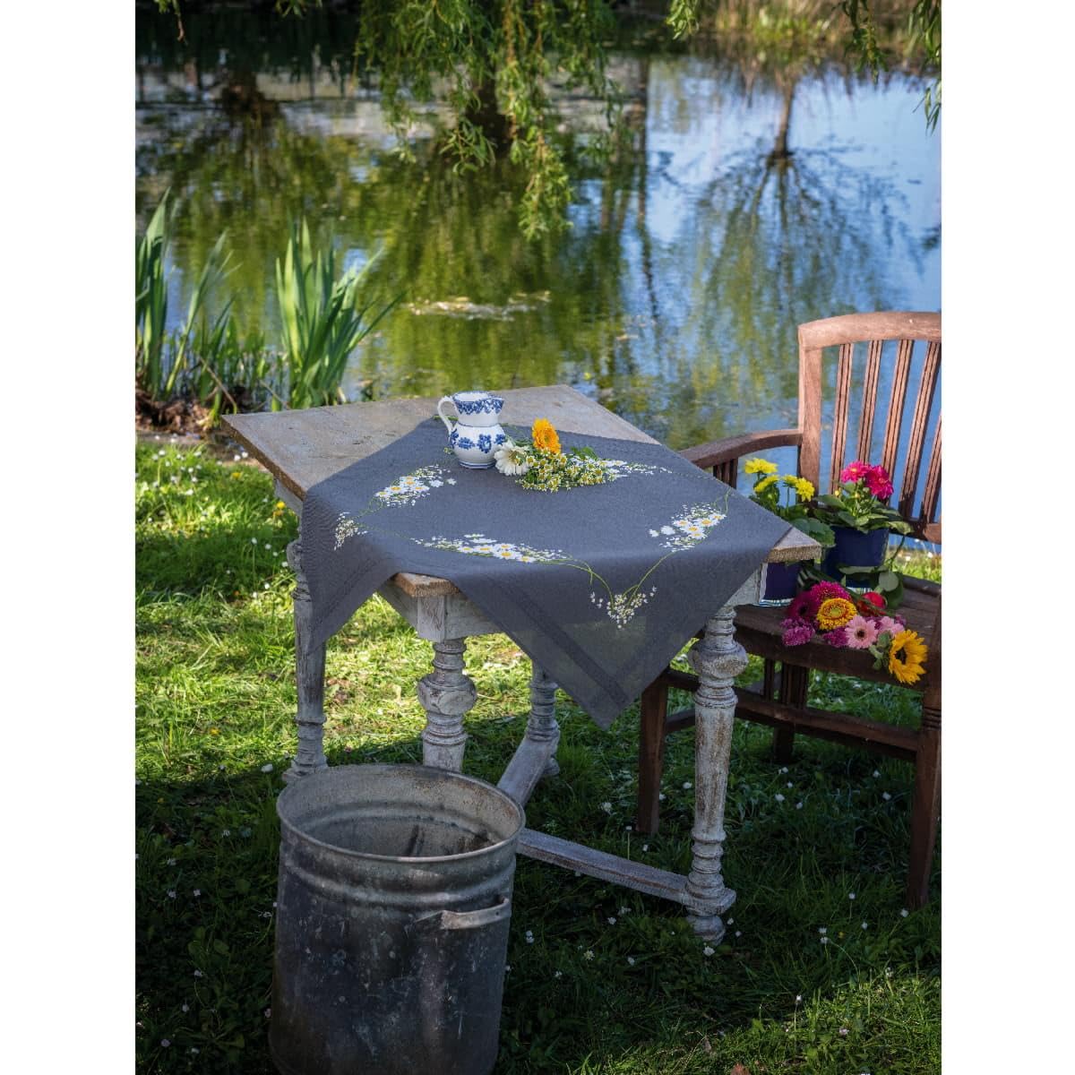 Kit Ricamo Punto Croce VERVACO Tovaglia Viole Del Pensiero 80x80 Cm - Fai Da Te - Foto 5