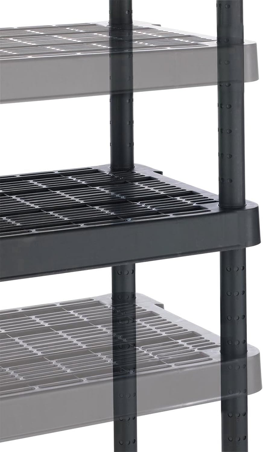 Gracious Living 14" x 32" x 54.5" 4-Shelf Tier Resin Multi-Purpose Medium Duty Indoor Garage Storage Organizer Shelves, Black : Tools & Home Improvement