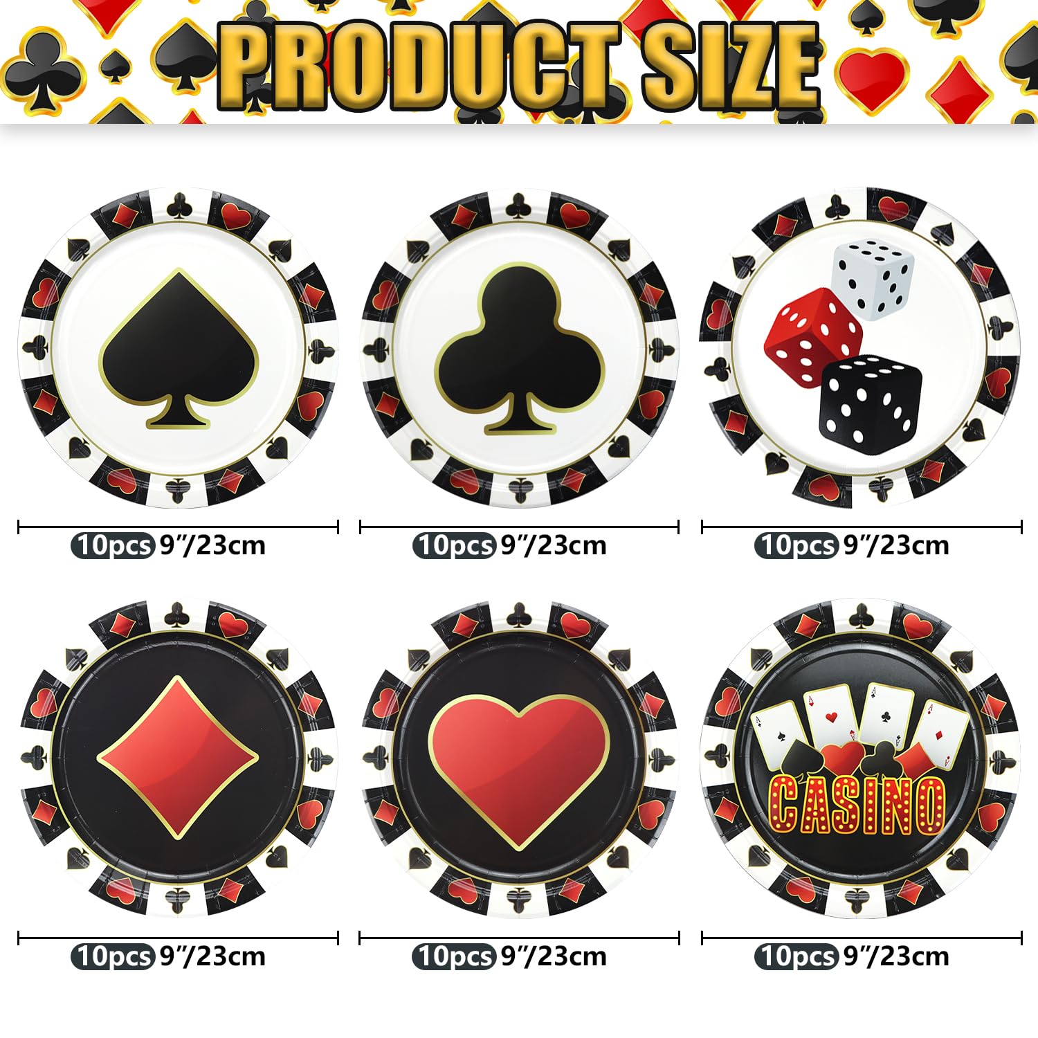 APUXXJUPA 60 Pcs Casino Paper Plates - Image 2