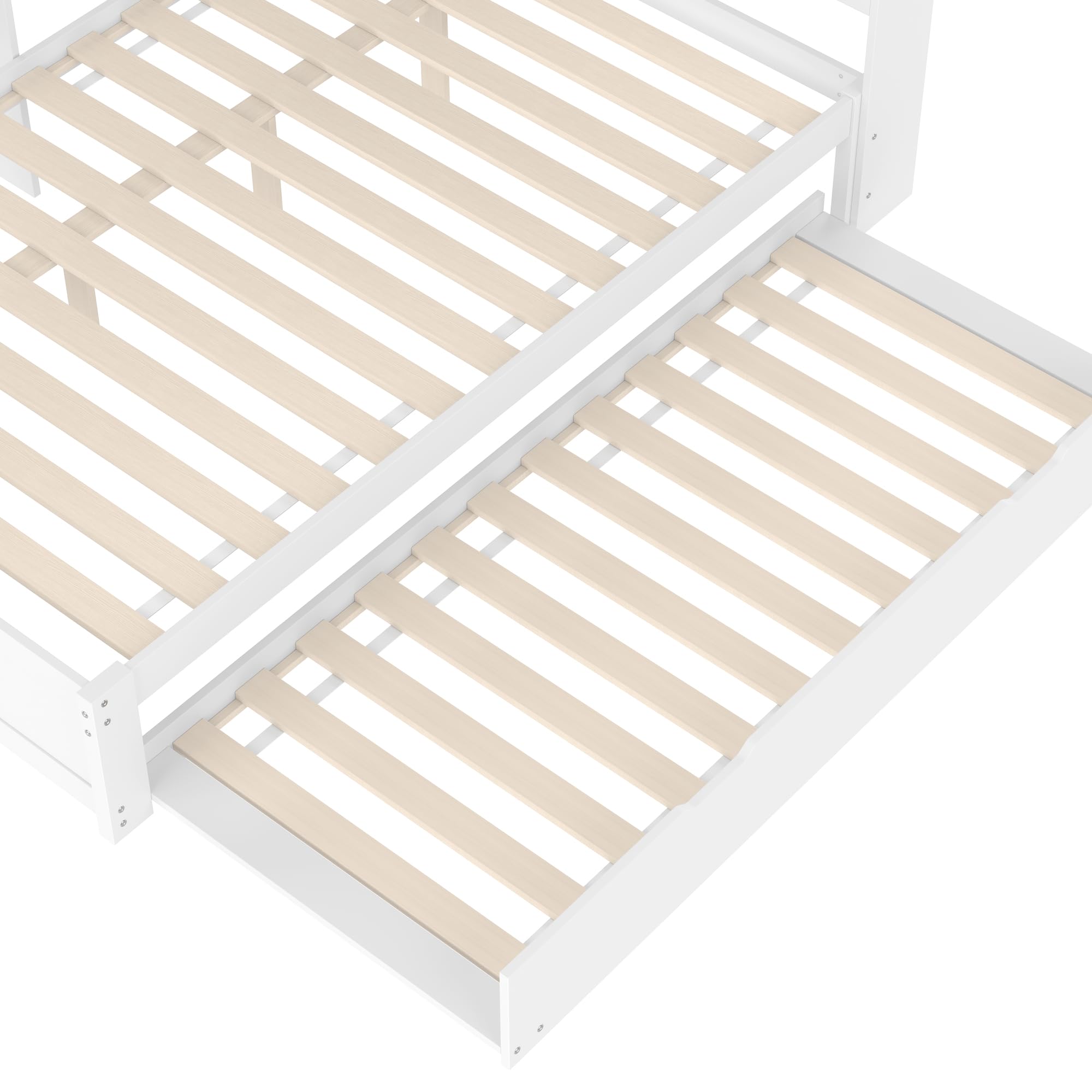 cama de día nido de 140 x 200 cm, sofá con enchufe integrado y 2 puertos USB, incluye somier, cama de invitados que ahorra espacio, madera de pino, blanco (sin colchón)