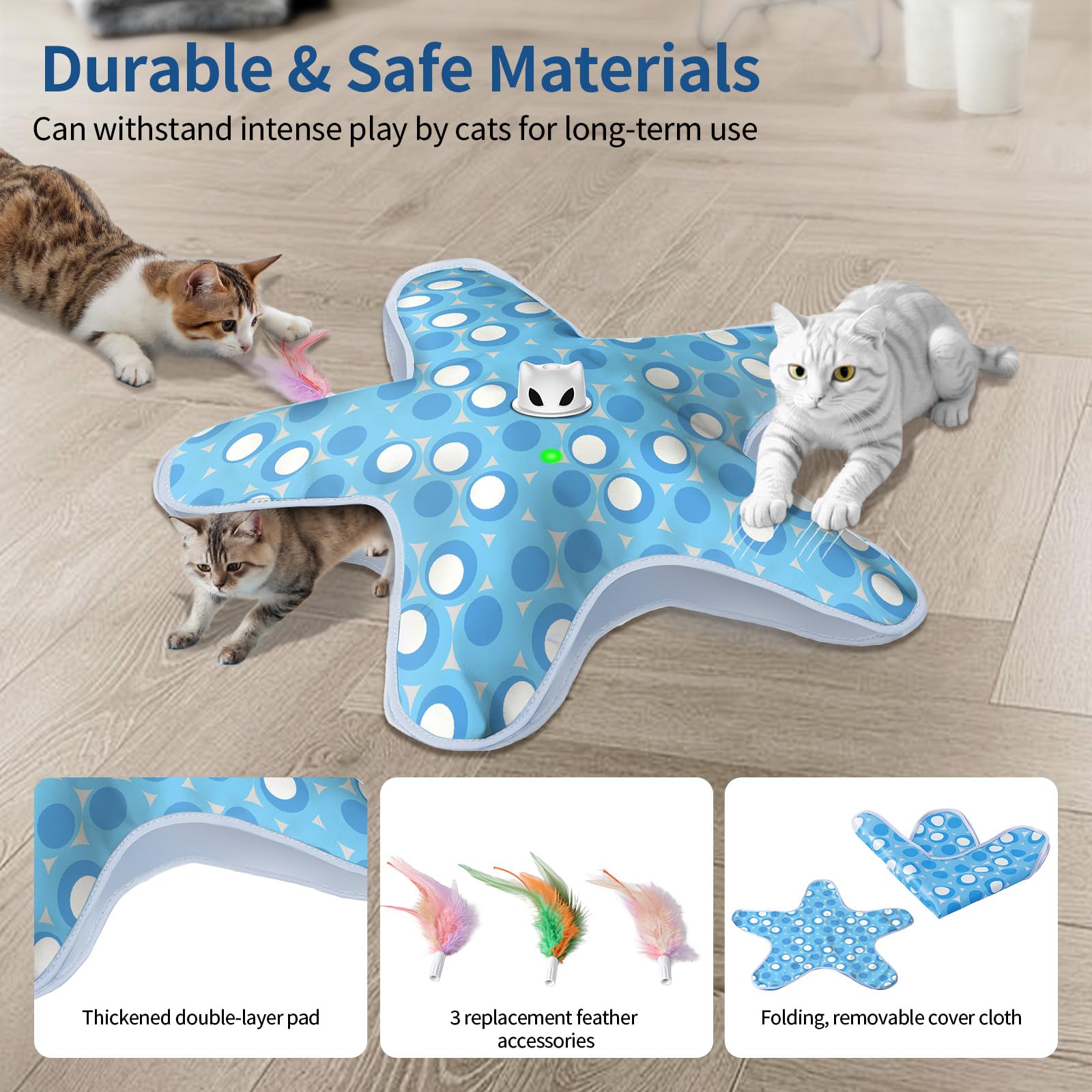 Juguetes interactivos para gatos de interior, juguete recargable para esconderse y buscar con plumas ocultas en movimiento, juguetes para gatitos activados por tacto, juguetes de ejercicio para