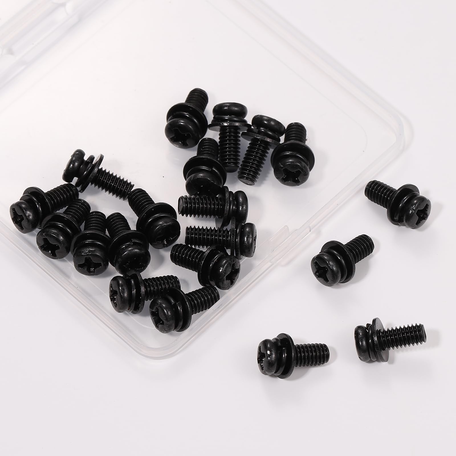 20 PCS Vesa Screws, VESA Compatible M4x10mm TV/Monitor Wall Mount Screws for 75x75mm and 100x100mm Brackets. Phillips Head M4 x 10mm Black with Washers