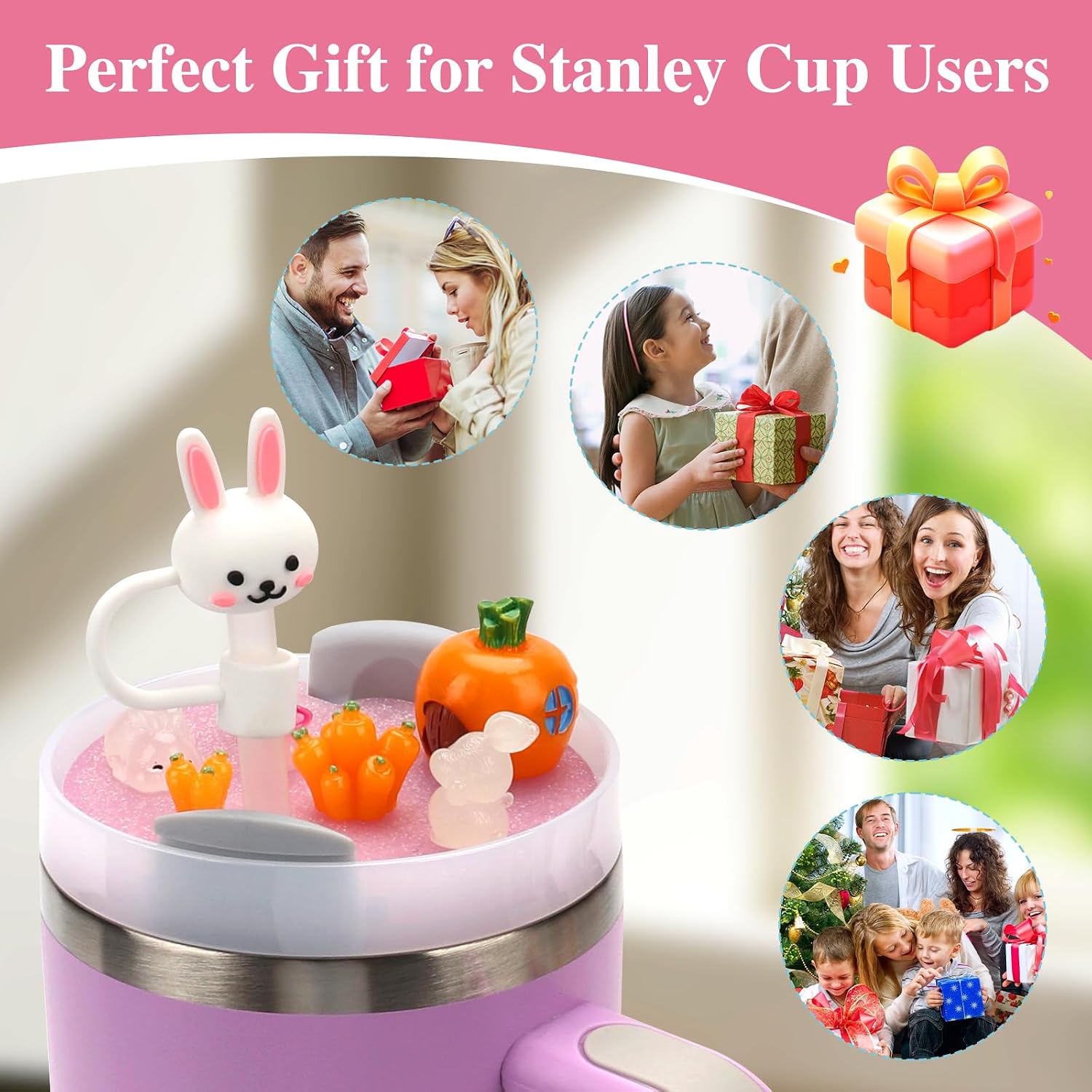 Stanley Cup Lid Accessories for 40oz Stanley Cups H2.0, Stanley Cup Topper Decoration Charms with Silicone Straw Cover, Cute Stanley Tumbler Accessories 40oz image 5