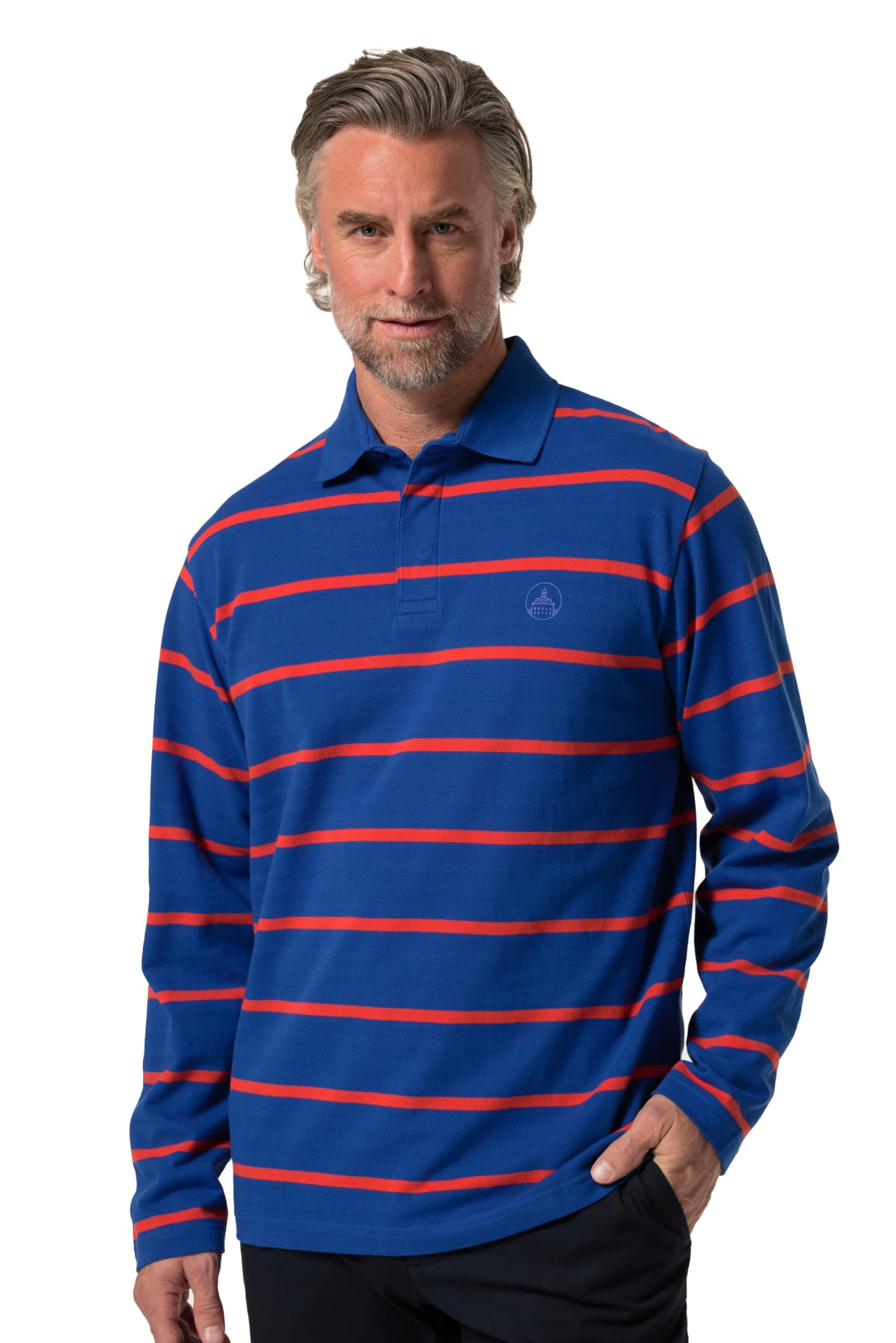 Boston Park Herren große Größen Übergrößen Menswear L-8XL Ringel-Poloshirt, Piqué, Langarm 838014