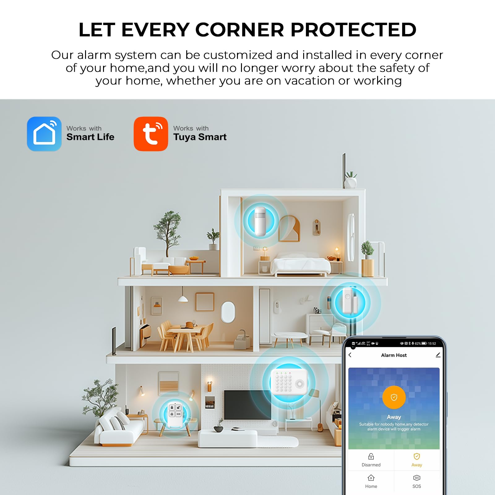Sistema de Seguridad inalámbrico para el hogar, Sistema de Alarma 4G/WiFi con Teclado, Ampliable (hazlo tú Mismo) con sensores de Puerta y Movimiento, alertas de la App Tuya, sin Contrato (20 PCS)