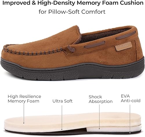 Miniatura 4 de Zigzagger - Pantuflas estilo mocasín de microgamuza y espuma viscoelástica, para hombre