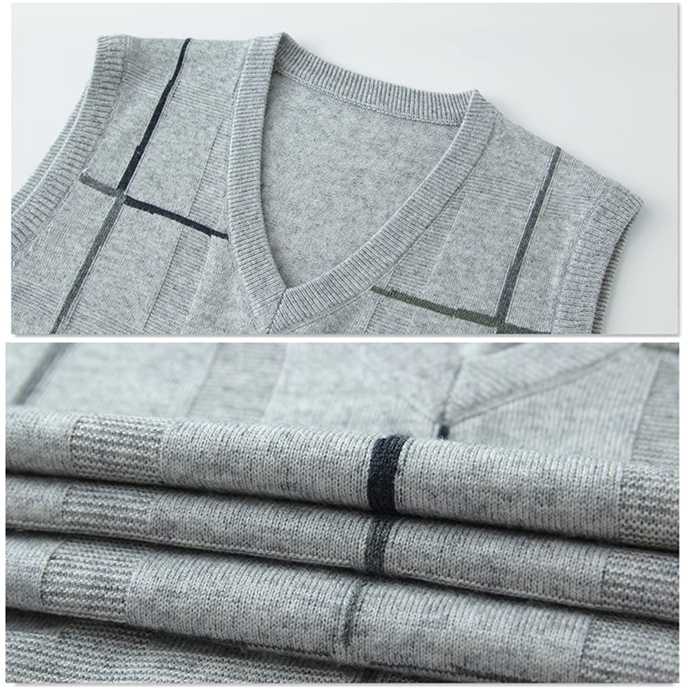 Suéter Hombre Chaleco sin Mangas de Punto Elegante Otoño Invierno Cálido Chaleco con Cuello en V