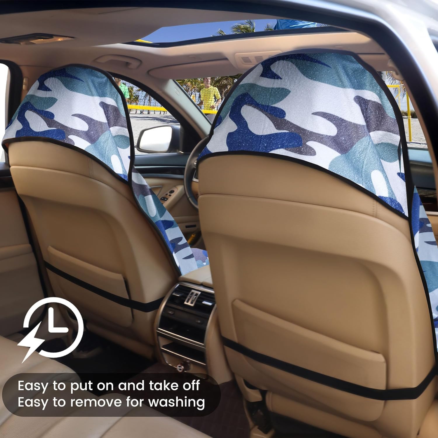 Car Seat Covers 2pcs Waterproof Towel Car Seat Cover Universal Fit for Most Trucks SUV Fitness Athletes Pets Gym and Water Sport，Camouflage