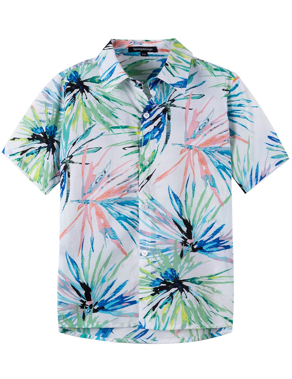 Spring&Gege Camisa hawaiana de manga corta para chico, con estampado de dibujos animados, unisex, tallas 110-170