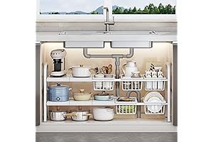 Under Sink Expandable Shelf Organizer, Heavy Duty 2-Tier Kitchen Cabinet Storage