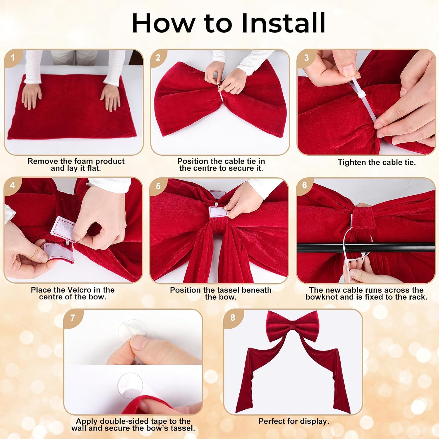 Babenest Large Velvet Bow Party Backdrop Decor, 78.7x23.6 Inch Red