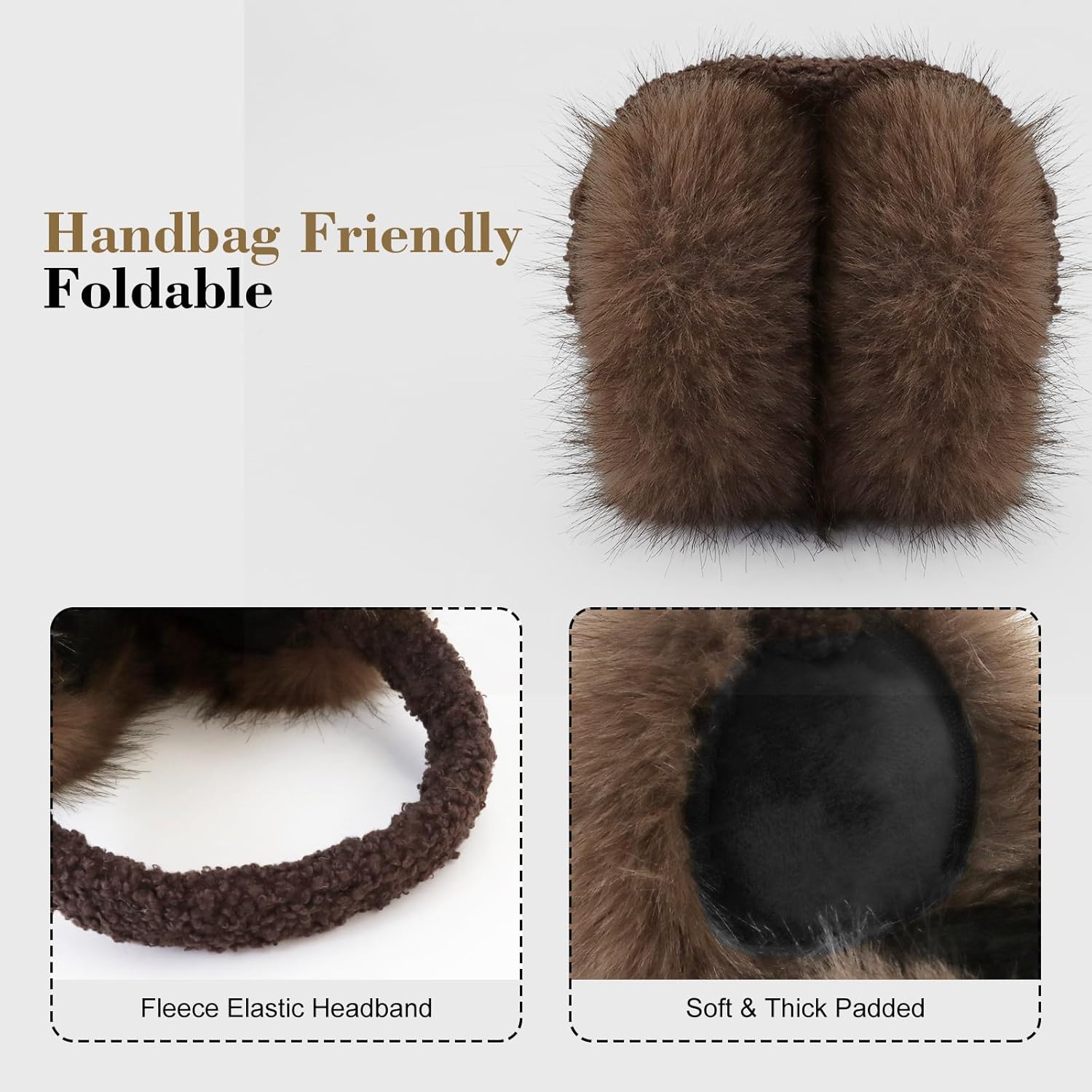 Women Winter Earmuffs Foldable Fluffy Ear Muffs Furry Faux Fur Ear Warmer Soft Fit Plush Ear Cover for Cold - Image 3