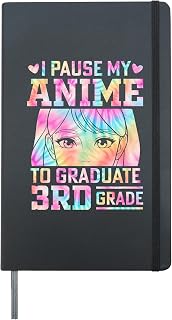 I Pause My Anime To Graduate 3rd Grade Graduation tie dye Hardcover Journal, Black