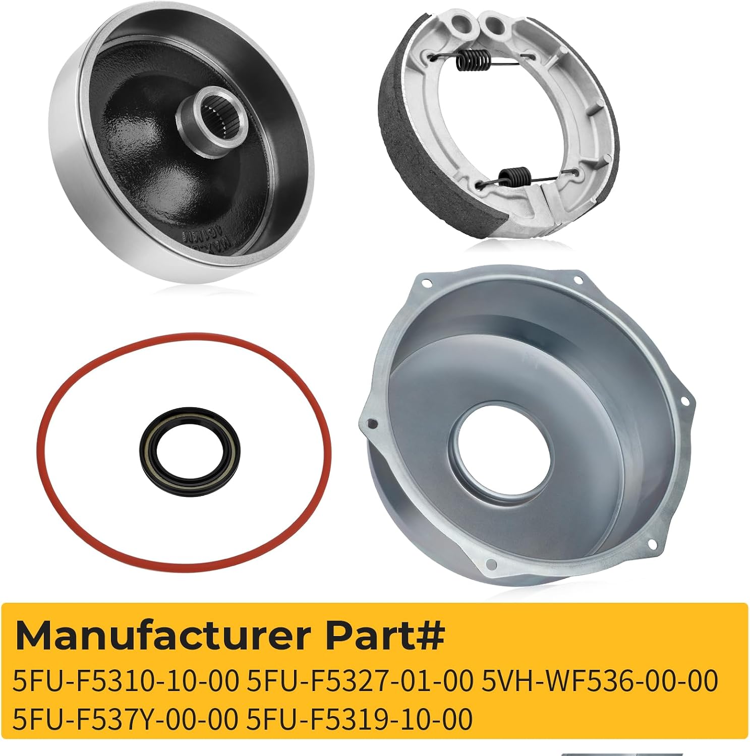 M MATI Rear Brake Drum Hub Shoes Cover Seals Kit for Yamaha Grizzly 350 2007-2014 Big Bear 250 400 2004-2014 Kodiak 400 2x4 4x4 2003-2004 Bruin 250 350 Wolverine 350 2004-2009