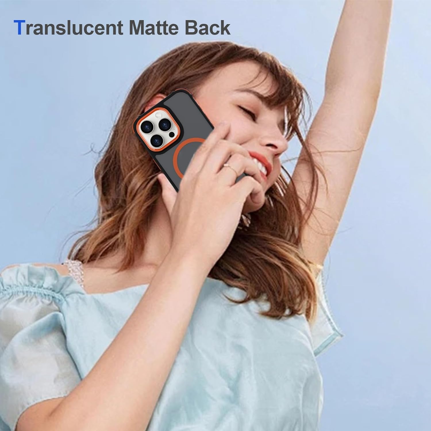 Magnetic for iPhone 15 Pro Max Case, Compatible with Magsafe, Bumper Protective Cover, Slim Shockproof Anti-Scratch Translucent Matte Men Women Phone Case for iPhone 15 Pro Max 6.7", Orange - Image 7