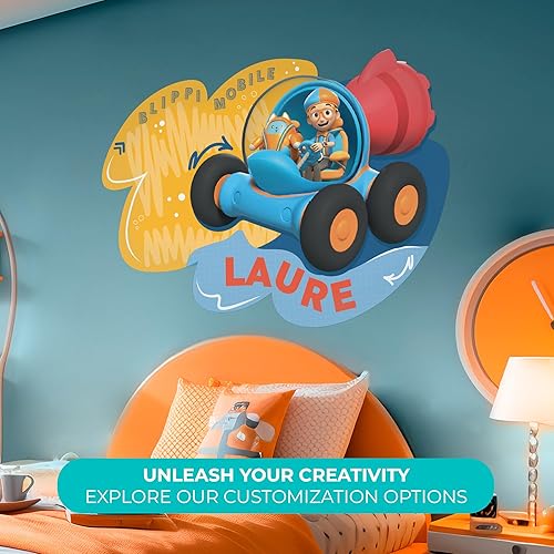 Miniatura 2 de EGD Blippi - Calcomanías de pared con nombre personalizado de fuente múltiple I Blippi y BlippiMobile, nombre personalizado para la decoración de la
