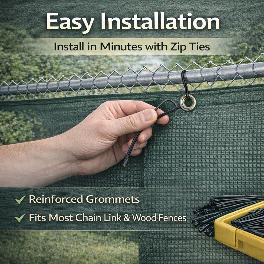 Privacy Fence Screen 6'x50', Heavy Duty Fencing Shade Cover, 170GSM 90% UV Block Mesh Shade Net, 6FT x 50FT, Privacy Windscreen for Yard Garden Pool Construction, Dark Green