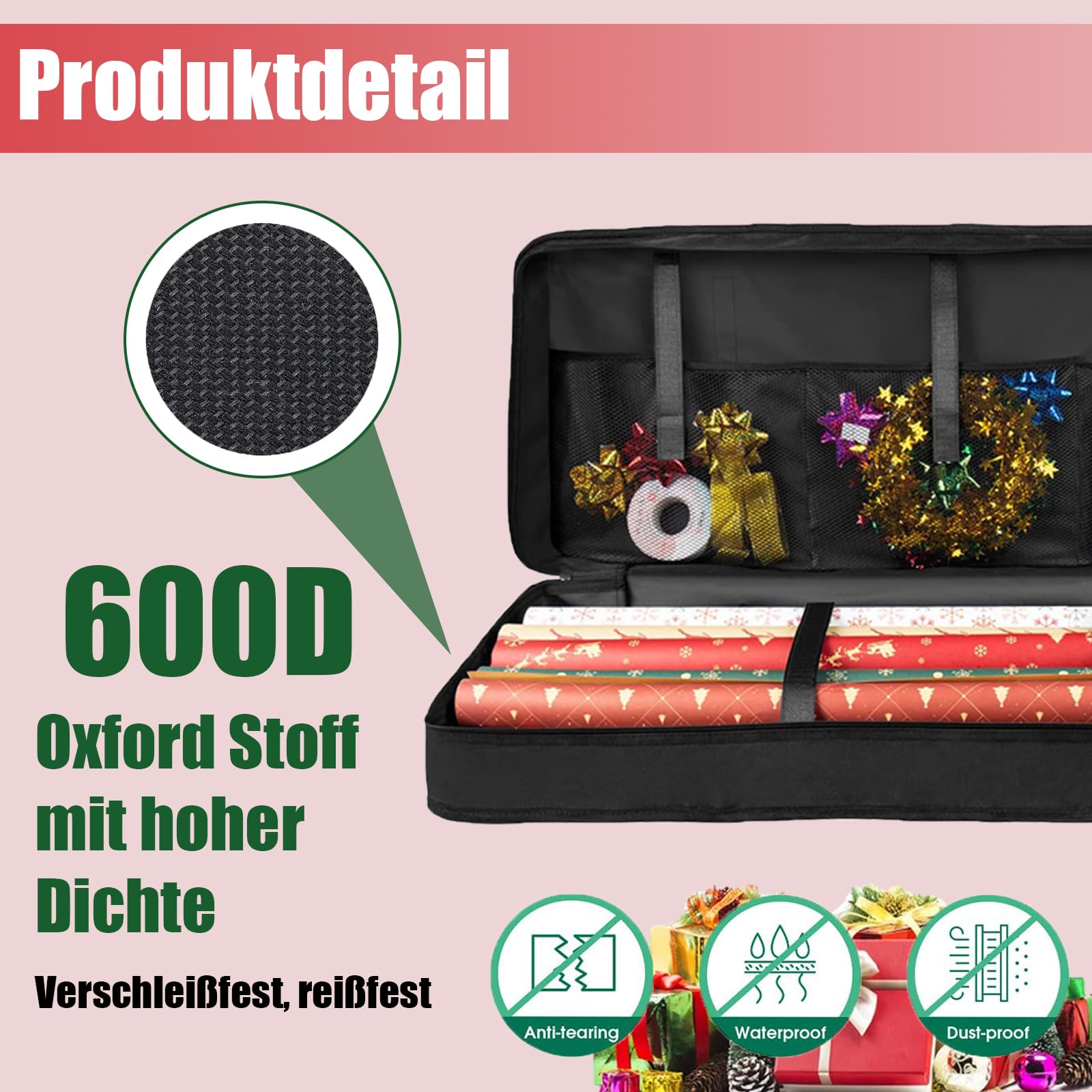 Bolsas Para Regalos HOMURY - Bolsa De Almacenamiento Para Papel De Regalo: Organizador De 82 X 13 X 34 Cm, Tela Oxford 600D Resistente Al Desgarro Para Rollos De Papel Organizador Papel Regalo