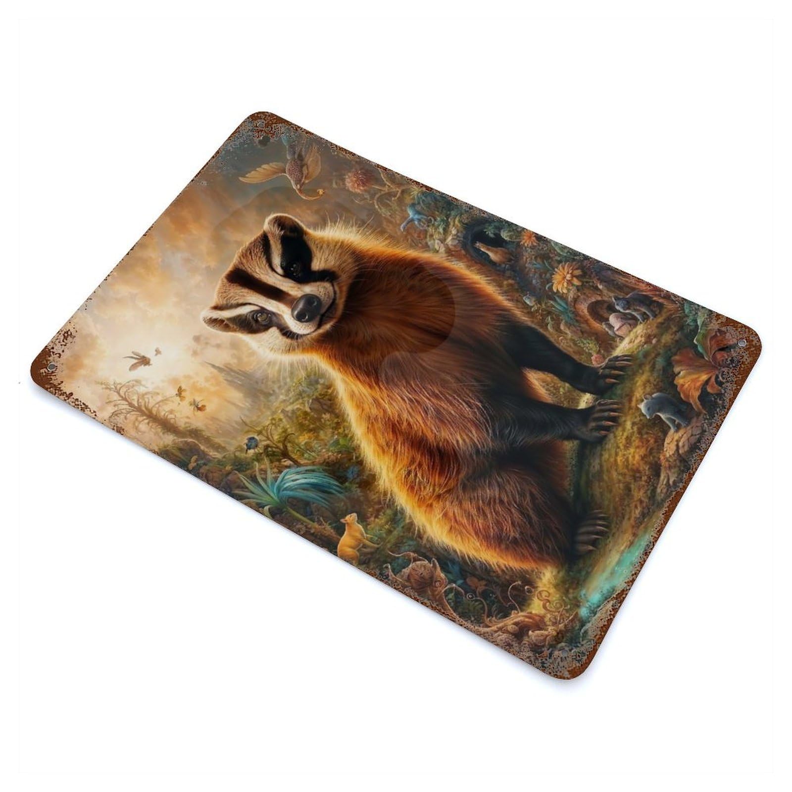 Whimsical Honey Badger 11.8"x7.9" Retro Metal Sign, Old School Wall Decor for Office, Studio And Wall Decor