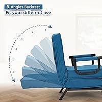 Vista 26 de Sillón convertible para cama, sillón tapizado de tres pliegues con almohada, sofá plegable de ocio con respaldo ajustable de 6 ángulos, cama
