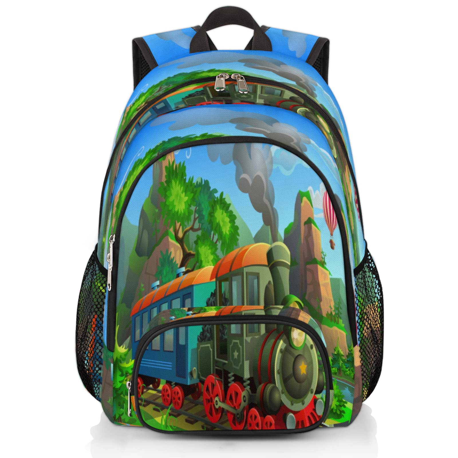 Tropicallifefunny Train Mountain School Backpack For Men Women