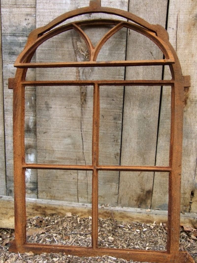 Antikas | klappbares Eisenfenster in antiken Stil | Höhe ca. 75 cm - Breite ca. 50 cm | Fenster für Stall- und Gartenmauer | Fensterrahmen aus Gusseisen