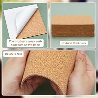 BENECREAT Öntapadós Parafa Tábla Szett 20db - 15x15cm, 2mm Vastag Természetes Parafa Alátét Dekorációhoz, Üzenőtáblához, Barkácsoláshoz 4