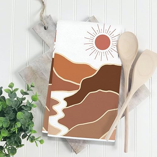 Miniatura 3 de Lebsitey Toallas de cocina modernas de mediados de siglo, 2 toallas de cocina absorbentes de diamante para cocinar, hornear, decoración del hogar,