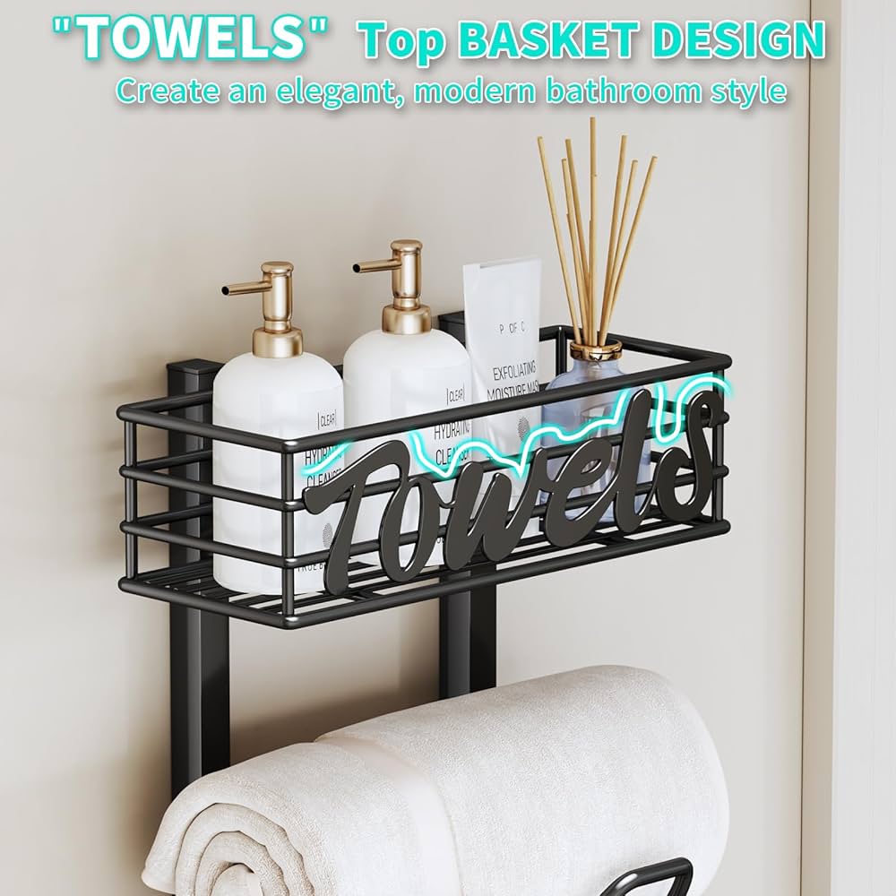 HapiRm Towel Rack Wall Mounted - Bathroom Rolled Bath Towel