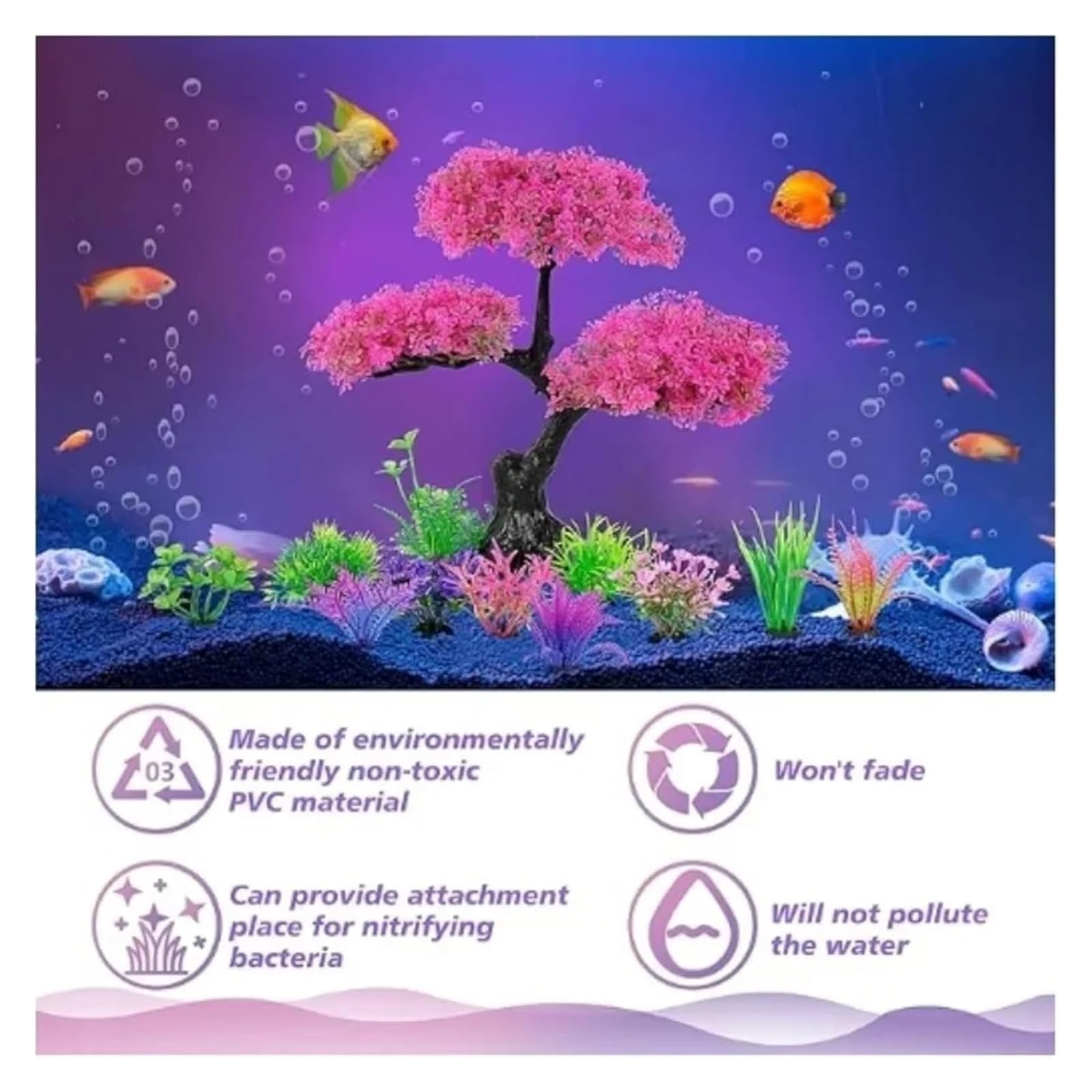 Plantas de Acuario Artificiales, Decoración Artificial de Las Malas Hierbas del Agua Tanque Peces Acuario ABS Multicolor