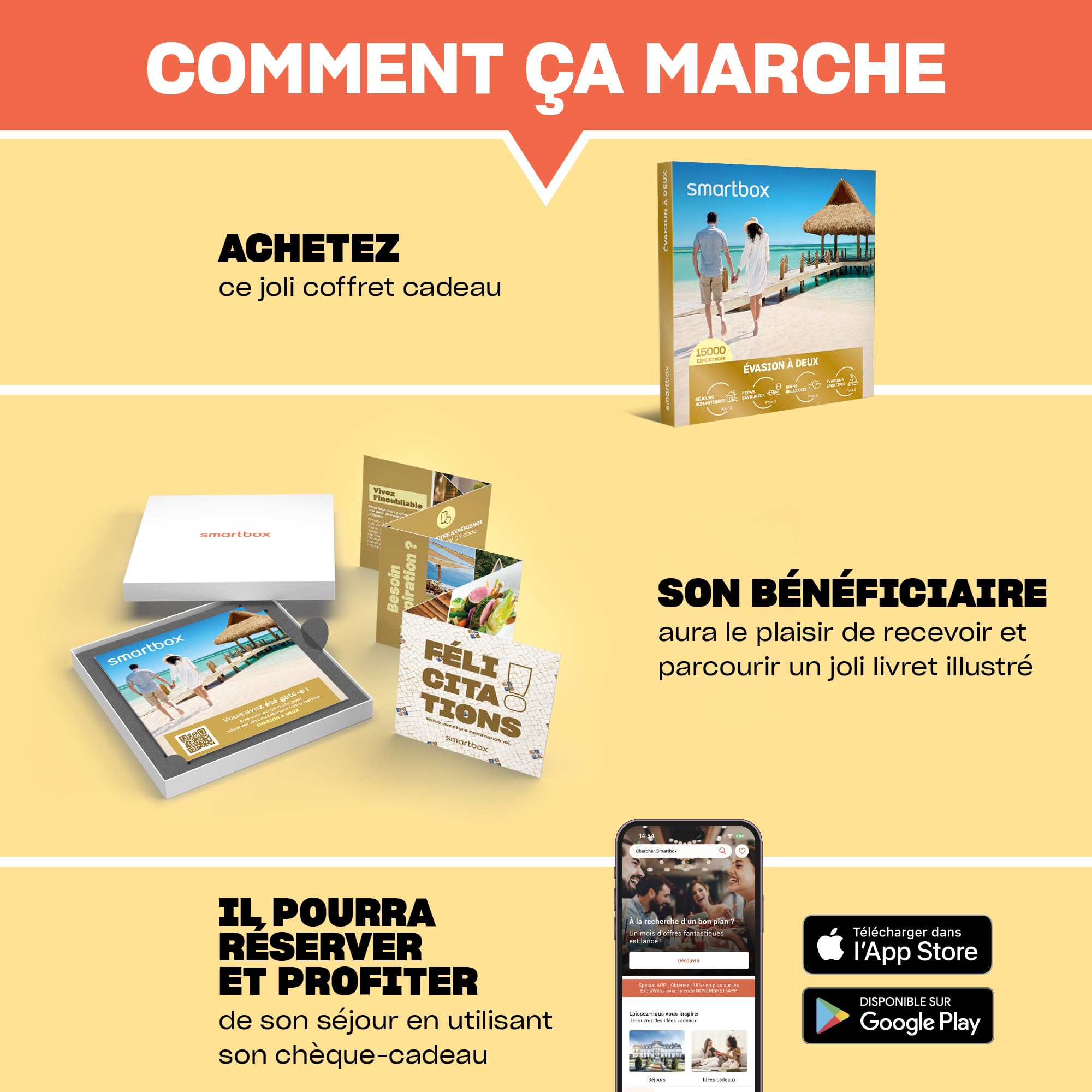 SMARTBOX - Coffret Cadeau Couple - Idée Cadeau Original : Choisissez Parmi 15000 expériences romantiques, gourmandes, Bien-être ou Aventure