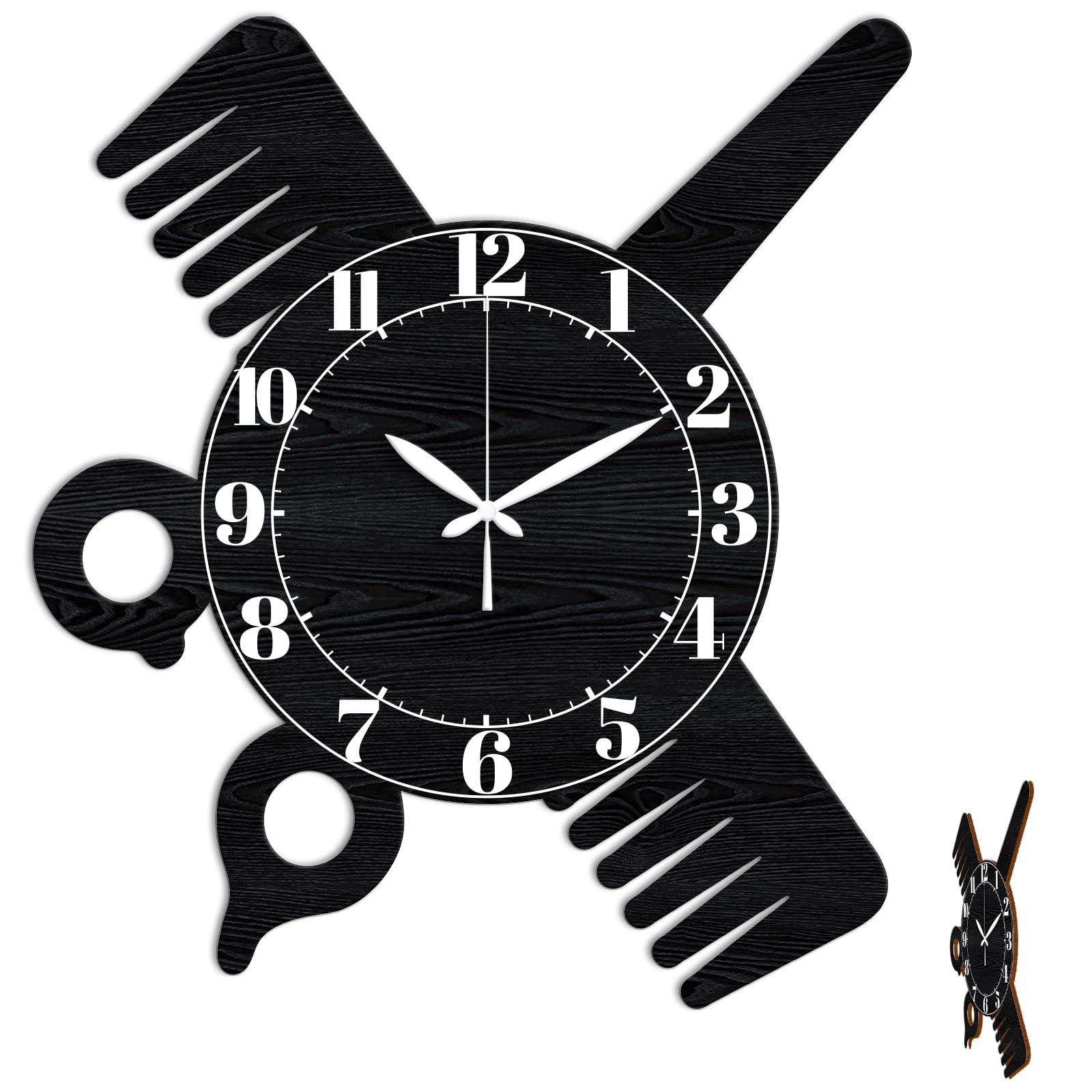 CONCHLERY Scissors Comb Pattern Wall Clock Irregular 14.68x12.99 Inch — image 1