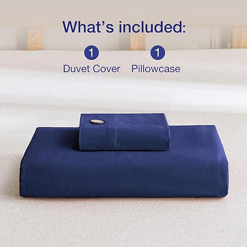 Miniatura 8 de JELLYMONI - Funda de edredón, 100 % algodón lavado con textura similar al lino, juego de ropa de cama suave y transpirable, 2 piezas con cierre de