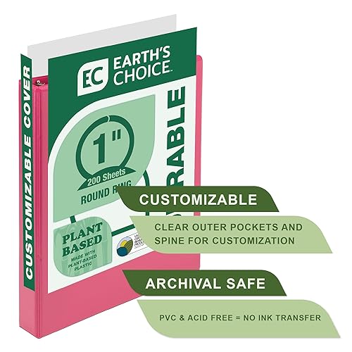 Miniatura 2 de Samsill Earth's Choice - Carpeta de 3 anillos resistentes de 1 pulgada, elaborada a base de plantas, vista transparente, hasta un 25% de plástico a