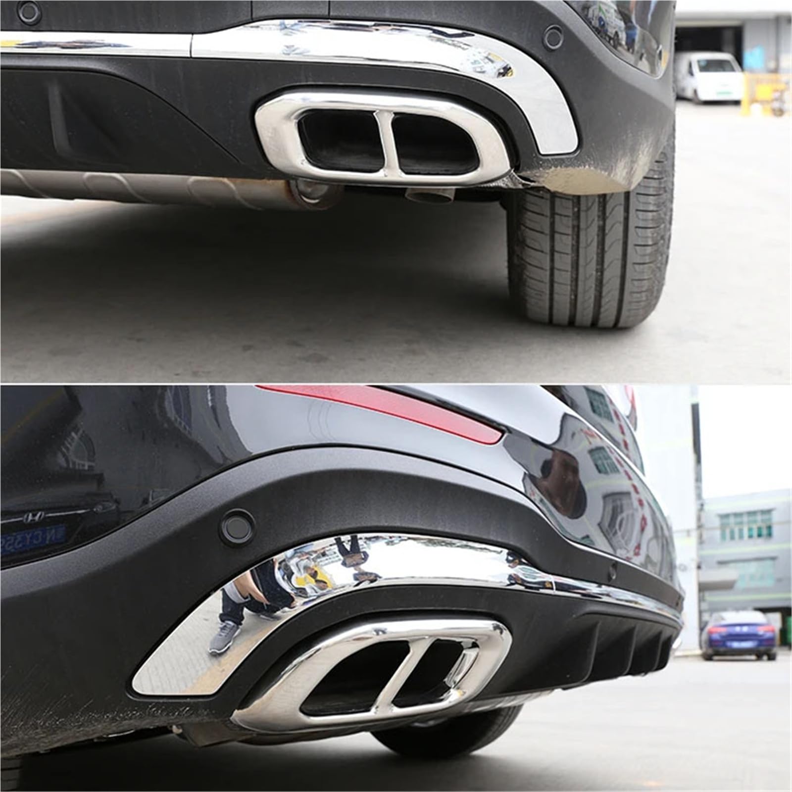 2 Sztuk Ze Stali Nierdzewnej Tylna Gardło Samochodu Tłumik Rury Wydechowej Pokrywa Kompatybilny Z GLC GLE GLS W167 X253 X167 2020-2022 Akcesoria(Silver)