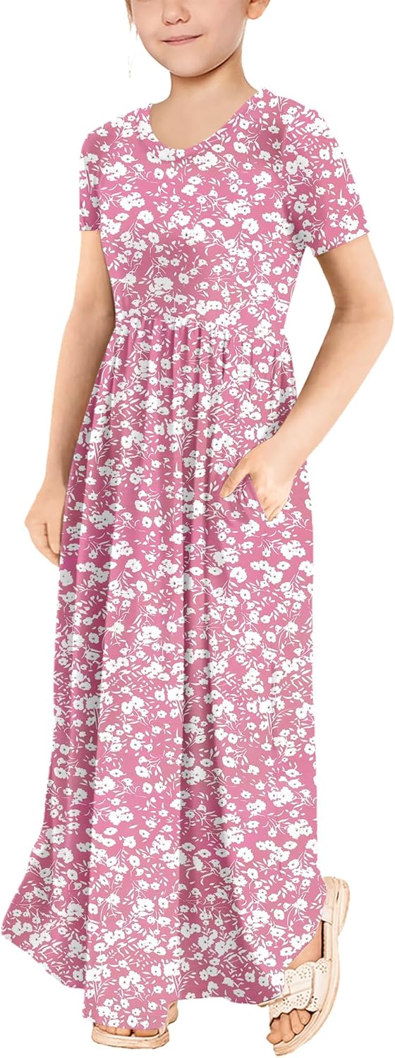 storeofbaby Girls Casual Maxi Floral Dress Long Sleeve Holiday Dresses with Pockets - Image 4