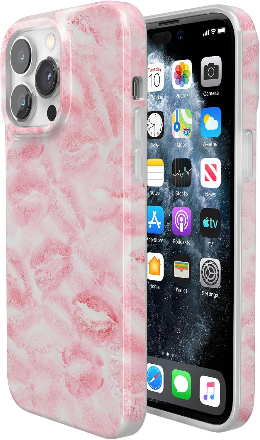 Casely iPhone 14 Pro Case | Sealed with a Kiss | Pink Lipstick | Compatible with MagSafe | Classic Ultra Slim Design