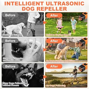 Bark Shield Anti Barking Device For Dogs, 25Ft Dog Deterrent Devices With Led Flashlight 2 In 1 Usb Stop Ultrasonic Small Medium Large Dogs