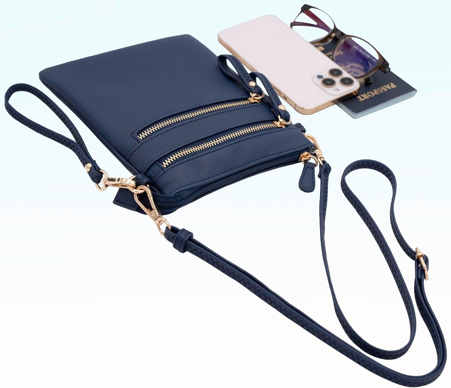 Solene Small Crossbody Bag for Women, Multi Zip Pockets with Detachable Wristlet, Lightweight Travel Purse, Cell Phone Pouch - Image 5