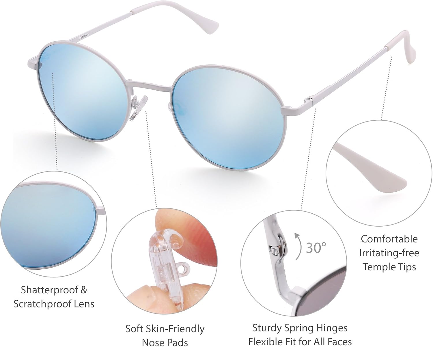 LotFancy Aviator Sunglasses for Kids Girls Boys Children,Toddler Sunglasses,Small Face Eyewear for Age 3-12,Toddler Sunglasses with UV Protection,Baseball Sunglasses with Case,Lightweight
